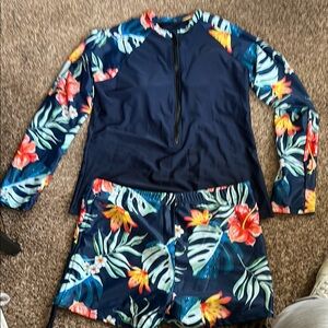Floral Long Sleeve Swim Set